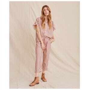 The Great The Convertible Striped Trouser Pants Pink Size Small